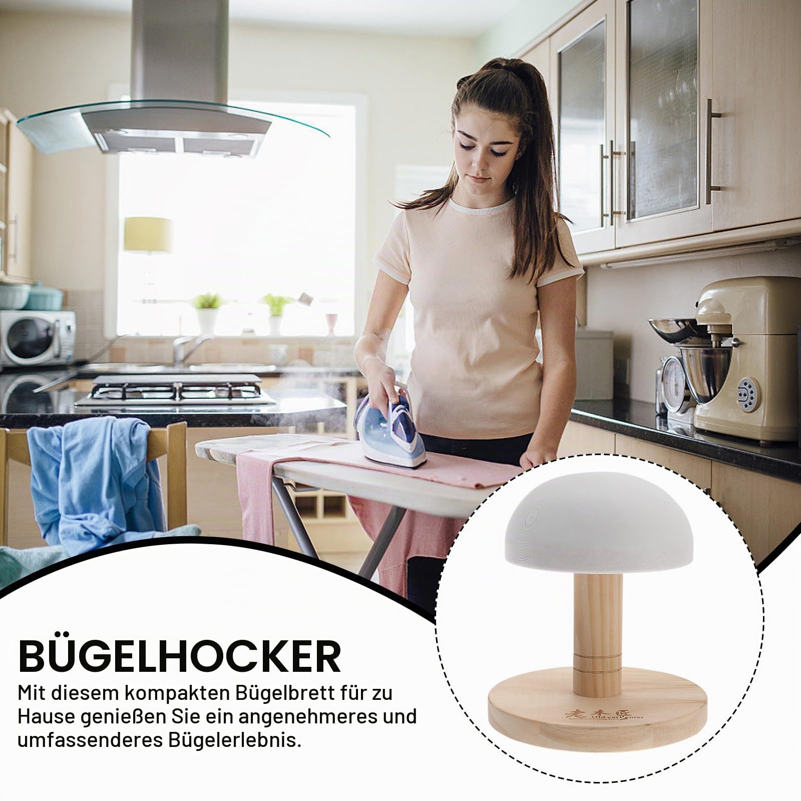 Alipis Kompaktes Bügelhocker Bügelbrett Mit Rutschfester Unterlage Und Bügelkissen Für Haushalt Wohnzimmer Schlafzimmer 8.07X7.28X7.28In