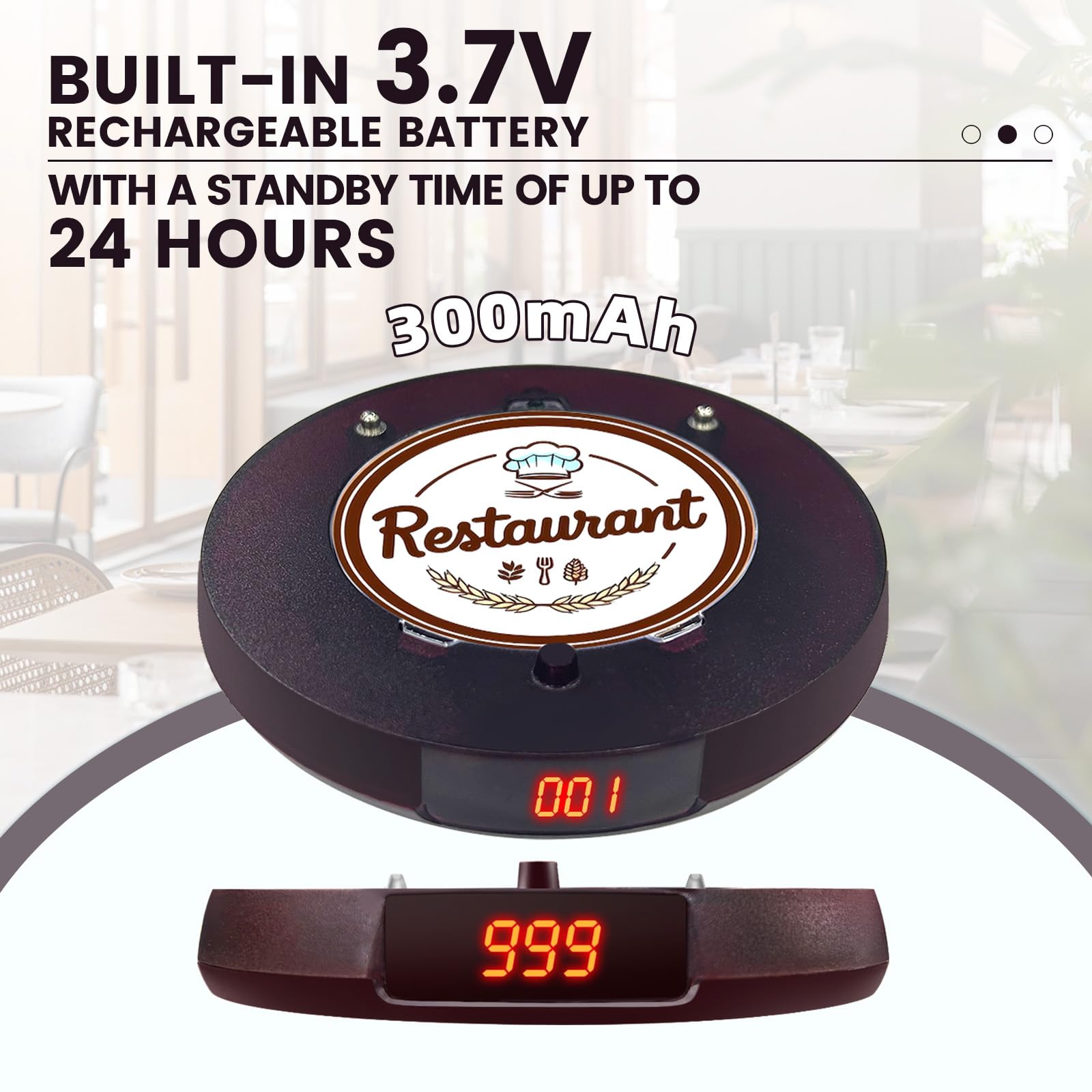 Pager Rufsystem, 400M Pager Gastro, 20 Pagers, 300mAh Akku, 999 Kanäle, Pager System für Restaurants, Imbisswagen, Kirchenkindergärten, Cafés, Bar