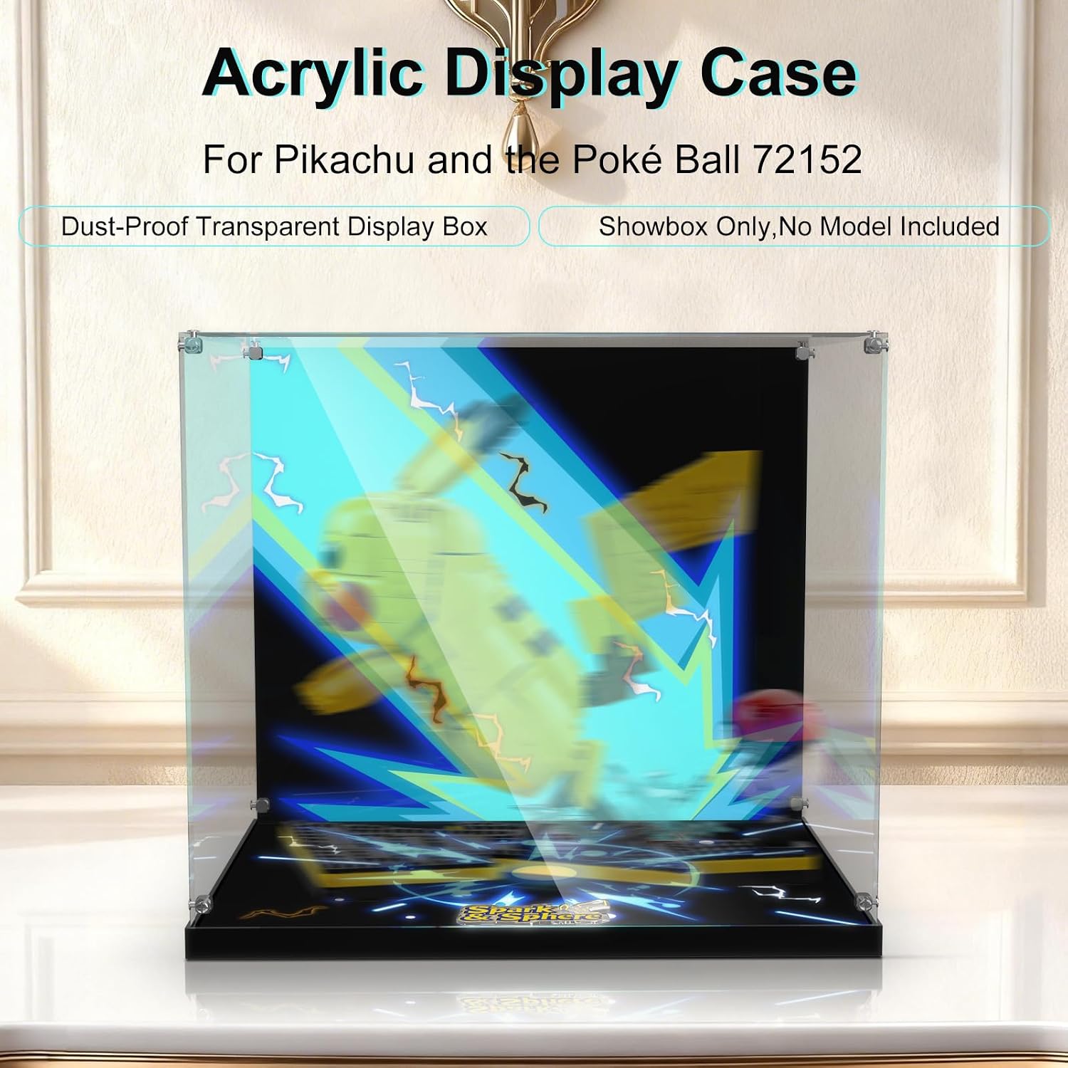 Led Acrylic Display Case Compatible with Lego 72152 Pikachu and Poké Ball Building Blocks, Lighting Dustproof Protective Storage Box, Ideal Gift for Collectors (Model not Included)