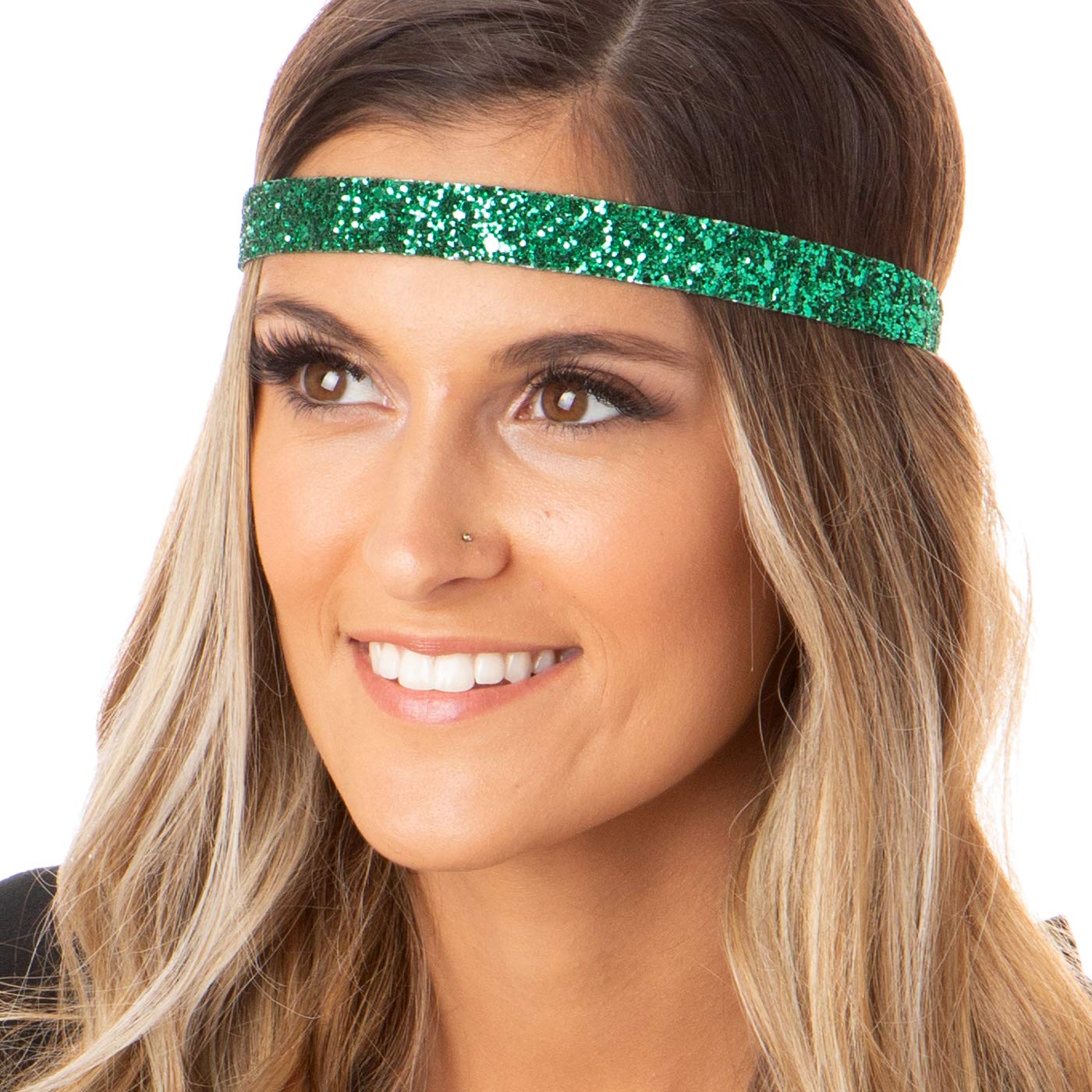 Hipsy Women's Adjustable No Slip Bling Glitter & Xmas Christmas Sweater Headbands (Red Green & Glitter 5pk)