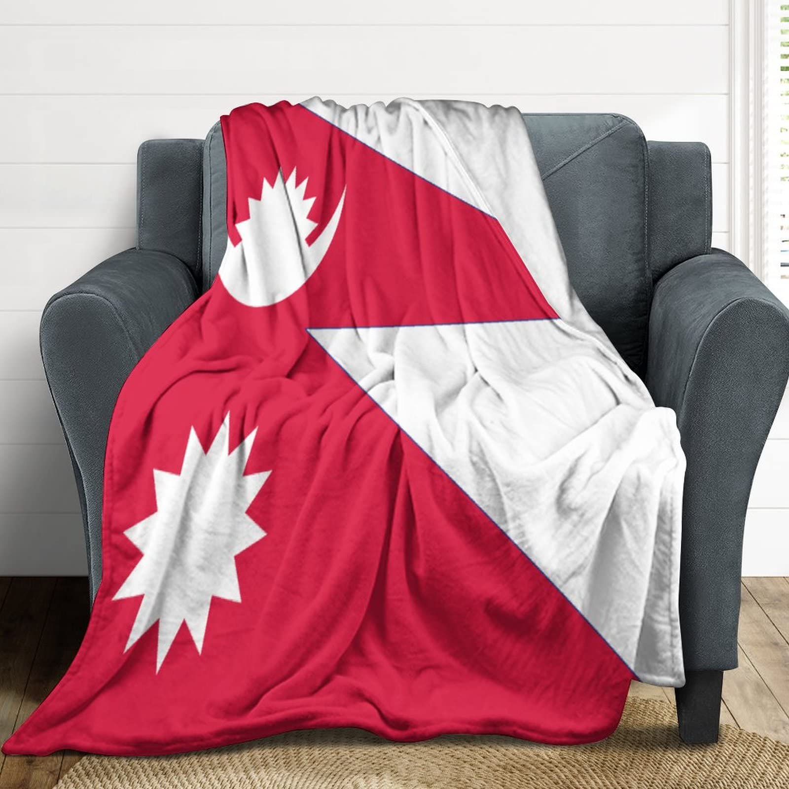 Couverture drapeau du Népal en flanelle douce pour réchauffer vos soirées canapé