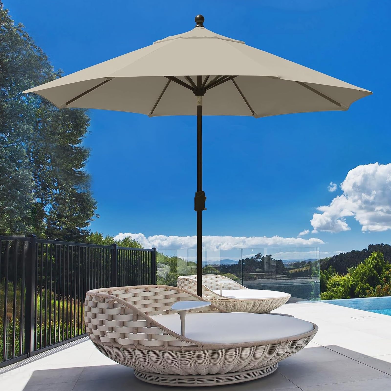 Outsunny Telo di Ricambio per Ombrellone da Giardino 3 m Verde