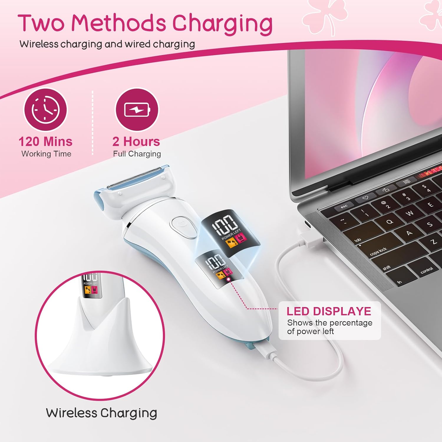 Electric Shaver for Women, Gifts for Women, Electric Razor for Womens, Rechargeable Wet DryLady Hair Remover,IPX7 Waterproof, Shaver for Legs (Blue) - Image 4