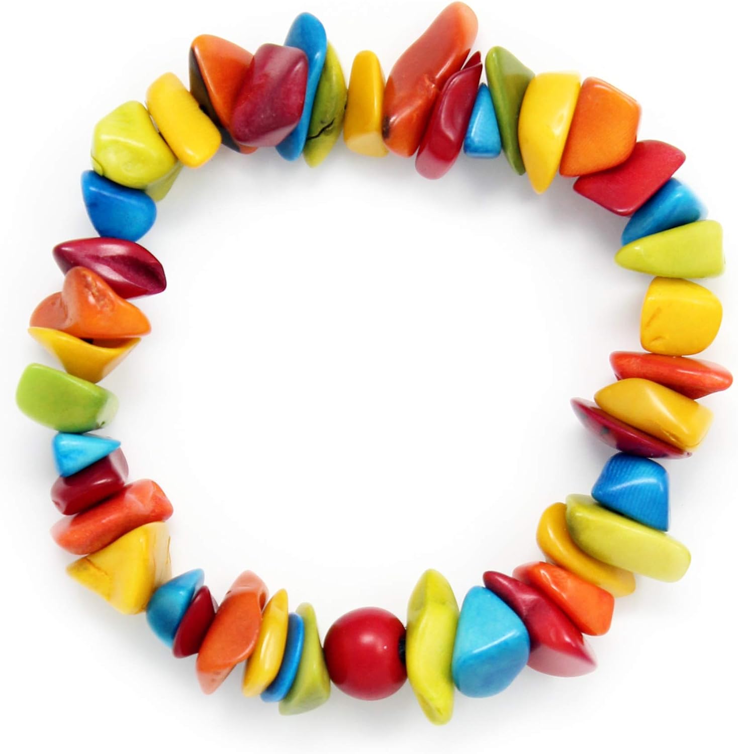 Tagua Bracelet Bits in Rainbow Colors Handmade Fair Trade, Lightweight, Tagua Nut Accessories