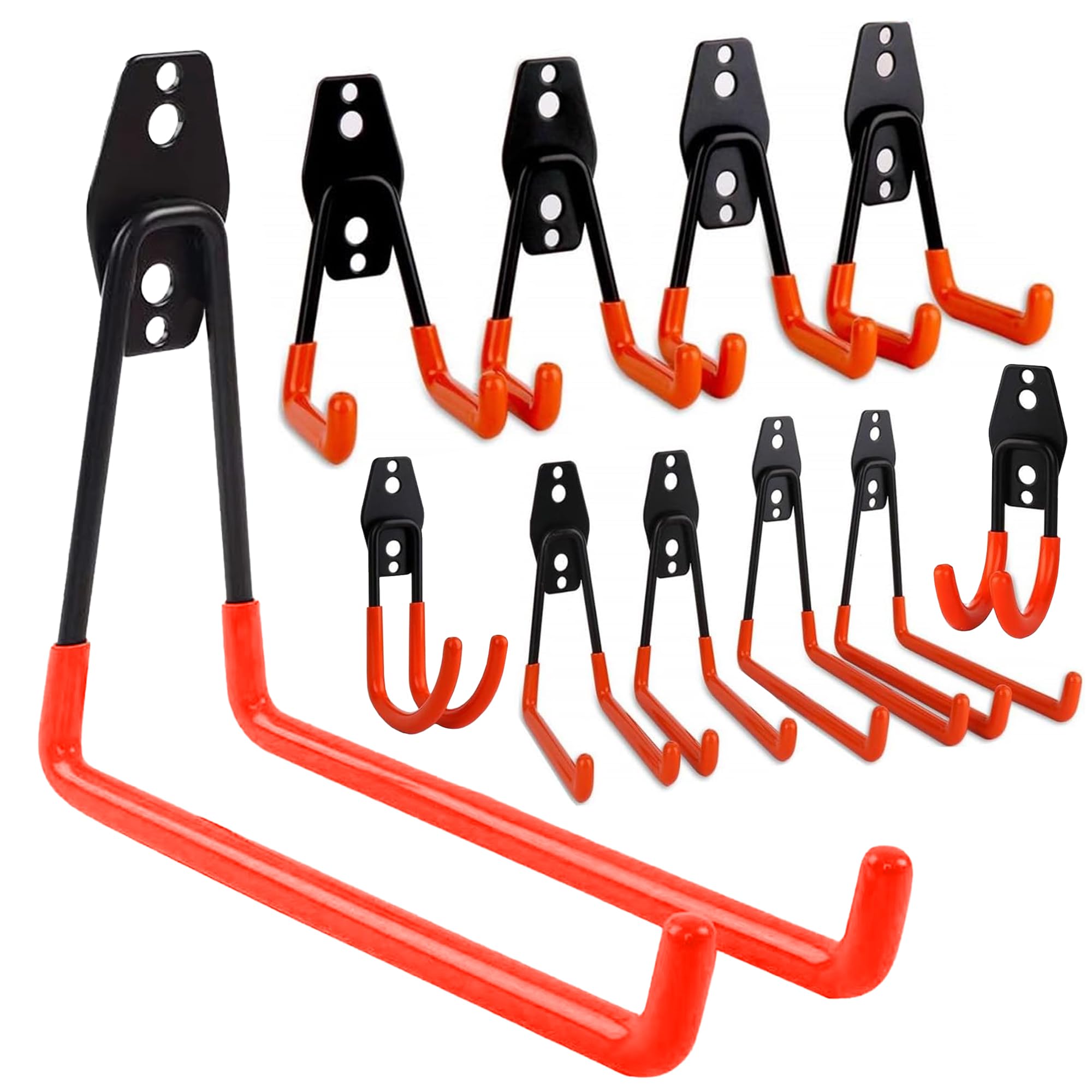 ATEK Steel Garage Storage Hooks,10pcs.Heay Duty Wall Mounted Anti Slip Coating Garage Organisation Hooks Rubber Coated Utility Storage Hooks for Bike Ladder Garden Organizing Hanging Power Tools