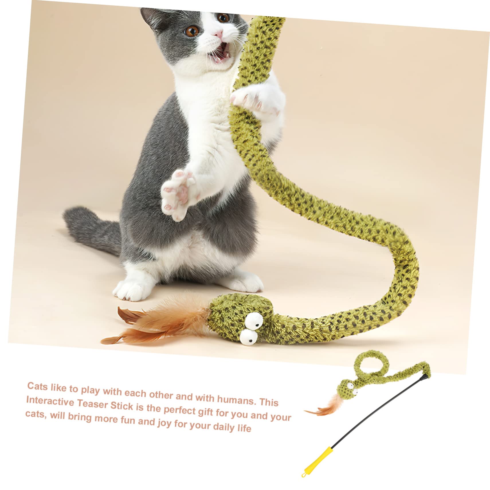 FRCOLOR 3stücke Interaktiver Katzenspielzeug-stab Mit Feder Snake Teasing Stick Für Indoor-Katzen Fördert Gesundheit Und Bewegung Leicht Und Tragbar Für Beschäftigung Von Haustieren