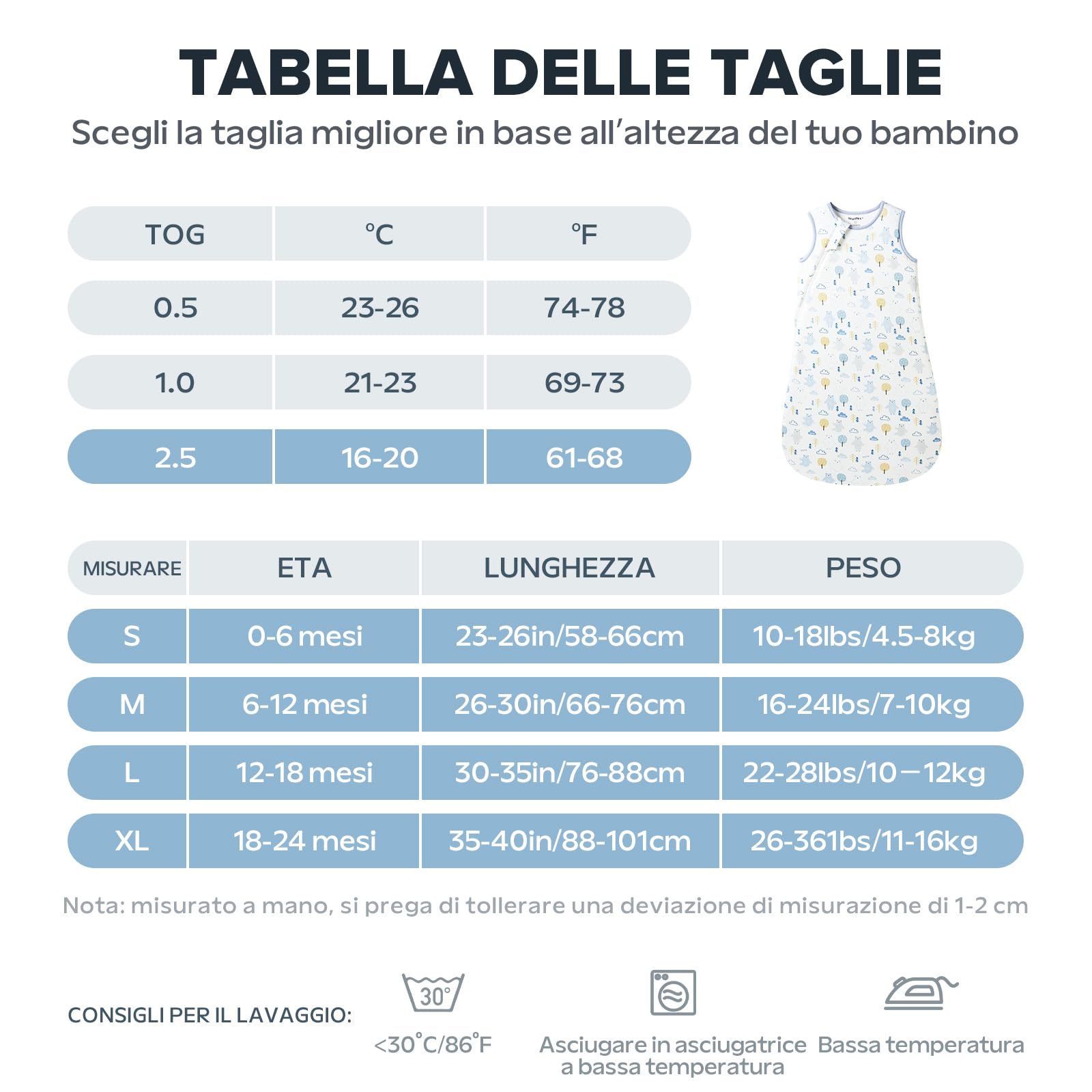 ToyaTec Sacco Nanna Bebé 2.5 Tog Super Morbido in Viscosa di Bambù, Sacco Nanna in Fibra di Bambù per Neonati, Coperta da Letto Autunno-Inverno
