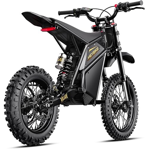 Heybike Villain Electric Dirt Bike with 4160W Motor 1352WH Battery, Up to 45 MPH, 50 Miles Range, 14"/12" Fat Tire Electric Bike with Hydraulic Brakes&Dual Suspension, Off-Road E-Bike