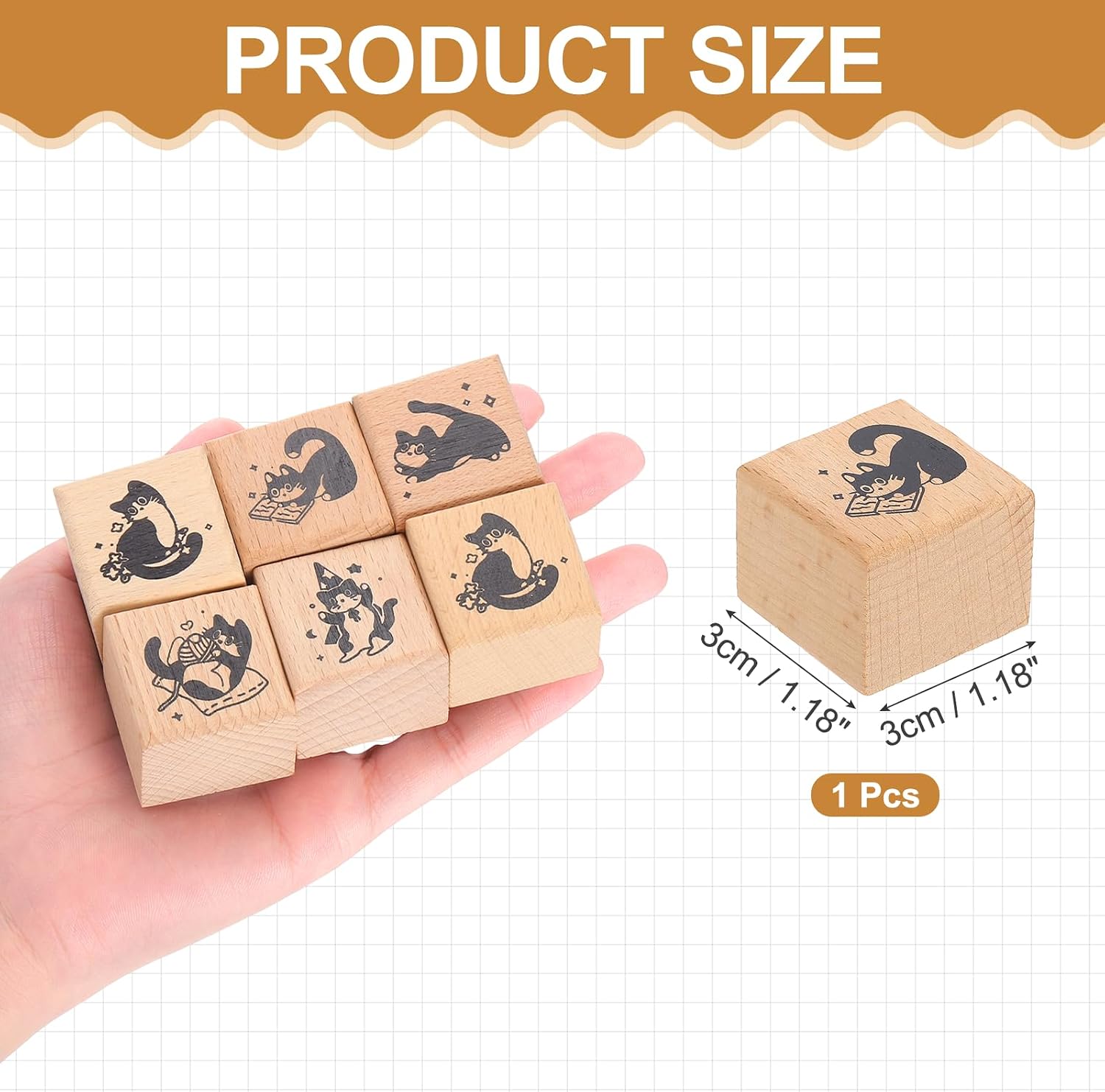 MECCANIXITY Wood Cat Stamps Wooden Rubber Stamps Kitten Diaries Pattern for Decoration DIY Art Crafts Card Making and Scrapbooking Supplies