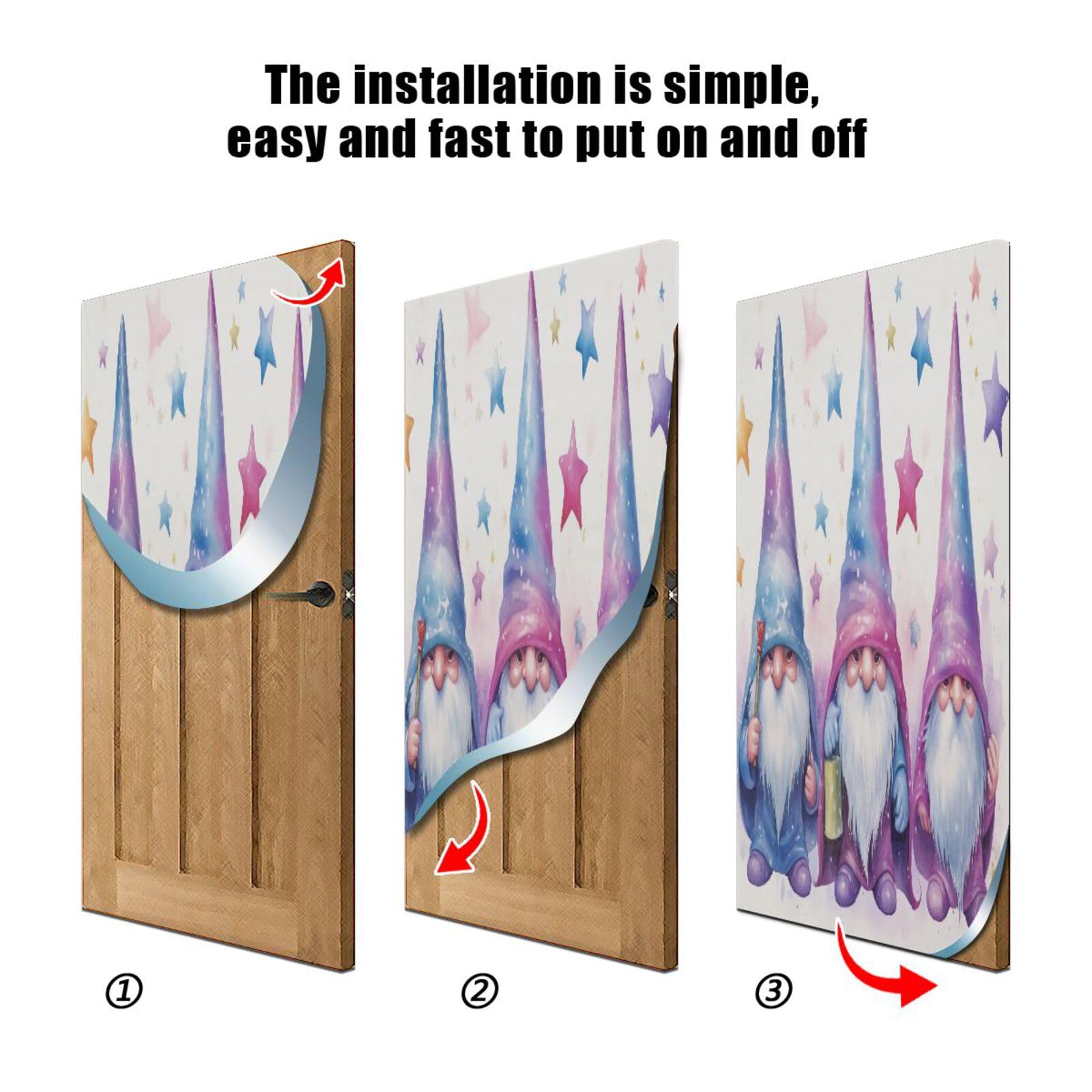 FLildon Cartoon Gnomes Purple Stars Door Cover Decoration, Party Accessory Porch Decor for Festive Ornament Room Door Covers 36 x 98 Inch