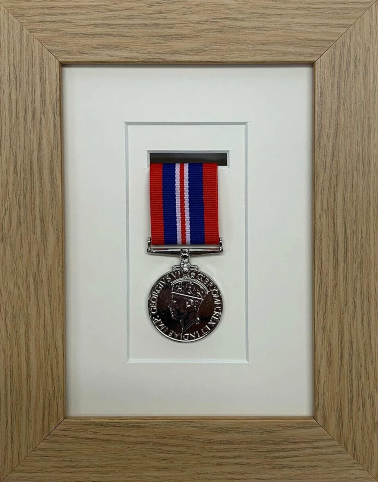Kwik Picture Framing Ltd 1 Medal Military Medal Frame 23x18cm, White Mount - War Medal Shadow Box Display Case | Military Memorabilia Wall Hanging Frame