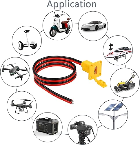 Miniatura 5 de CERRXIAN Cable desnudo macho XT90 de 3.2 pies 10 AWG con panel de montaje, enchufe macho XT90 con panel Mout para abrir cable desnudo para RC Lipo
