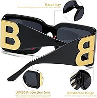 Vista 5 de QYVEWY 3 pares de lentes de sol cuadrados de gran tamaño para mujeres y hombres, de moda, con montura B gruesa, con protección UV400