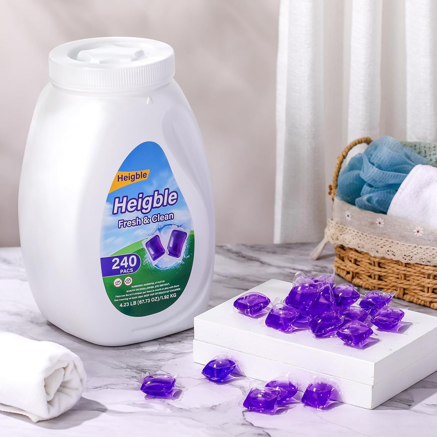 240 Count Laundry Detergent Pods Bulk Laundry Detergent Soap Pacs Ultra Concentrated for Clean Clothes Stain Fighting Fresh Scent(Lavender Scent) - Image 7