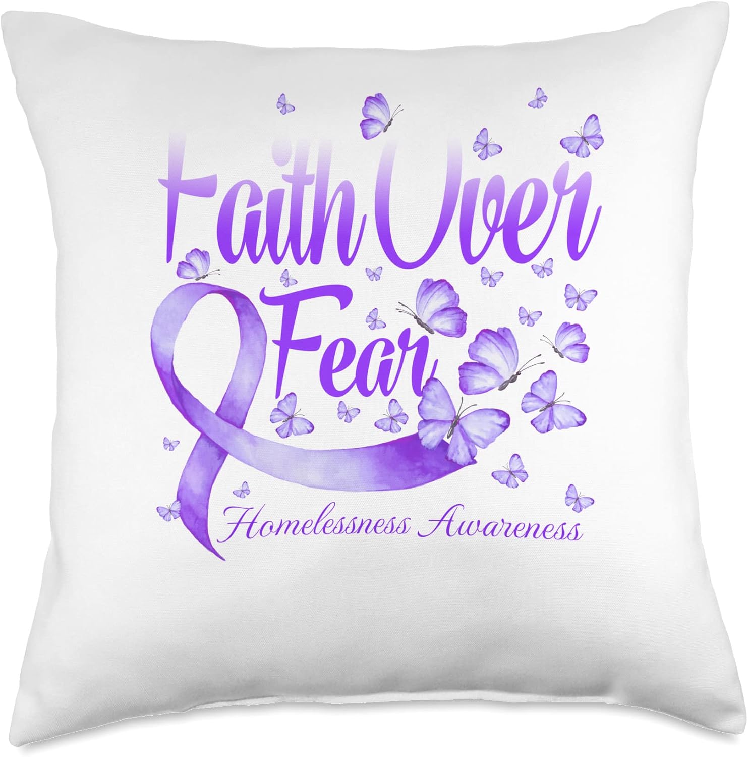 Faith Over Fear Homelessness Awareness Butterfly Throw