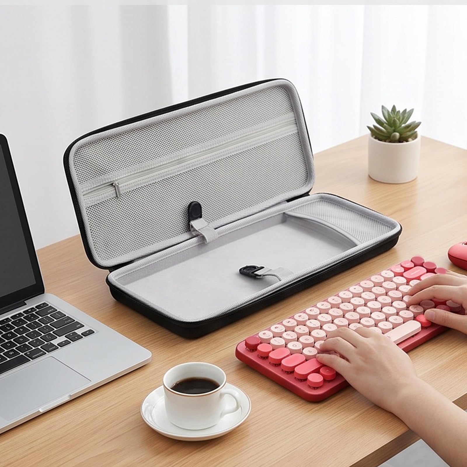 Mechanische Tastatur-Aufbewahrungsbox mit festem Gurt, stoßfeste Hartschalen-Tragetasche für kabellose Tastaturen, kratzfestes Design für Ausflüge im Freien