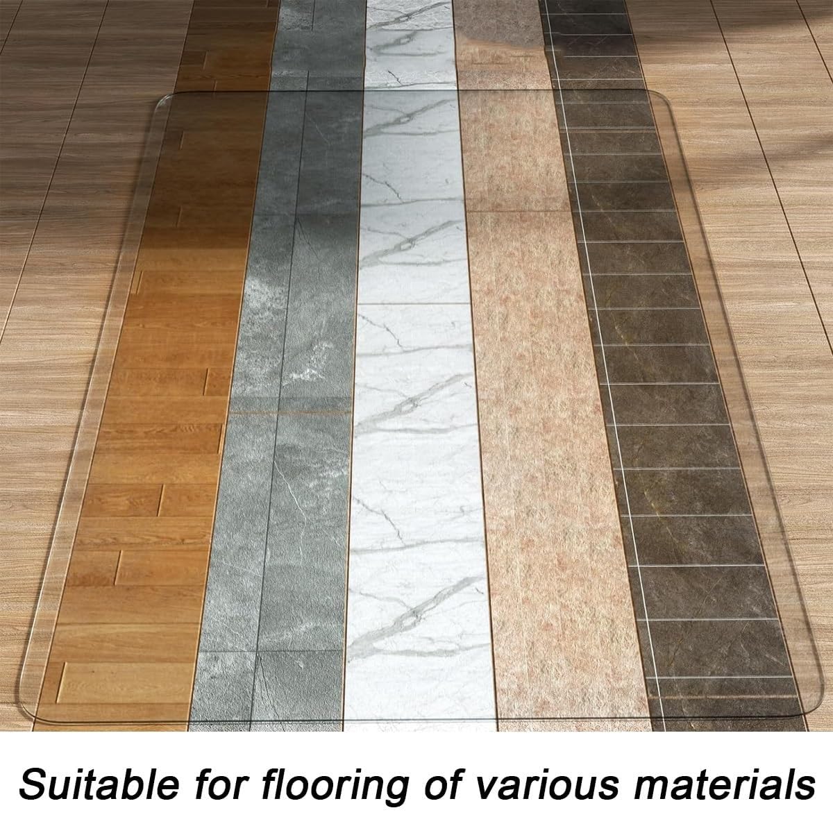 Protector de Suelo Transparente, Alfombrilla Transparente para Silla de Oficina, Tapete Antideslizante para Parquet, Protector de Suelo Resistente para el Hogar y Oficina(50cm x 190cm)