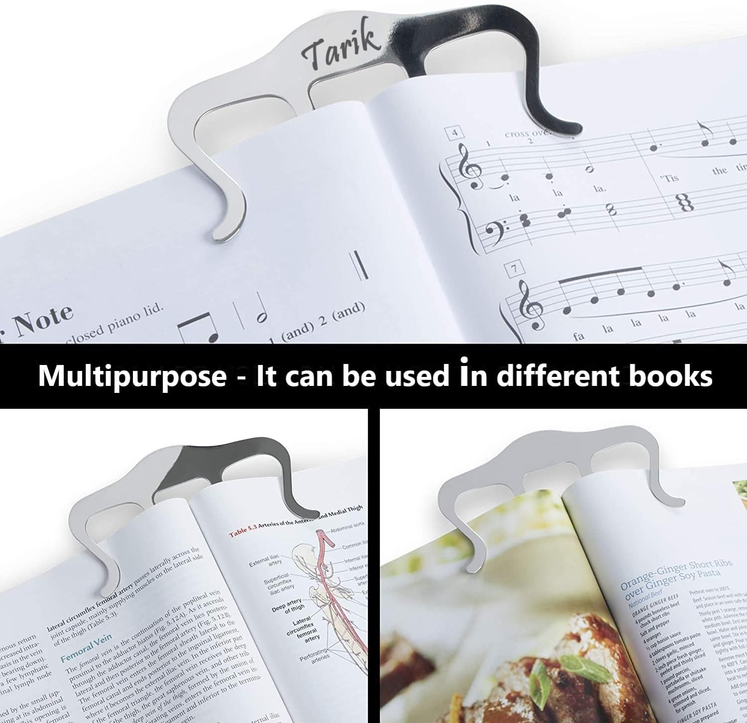 Personalized Music Page Holder Clip With Custom Engraved Message To Give As Gifts To Music Piano Teacher, Musical Students, Musicians And Music Lover (Black)