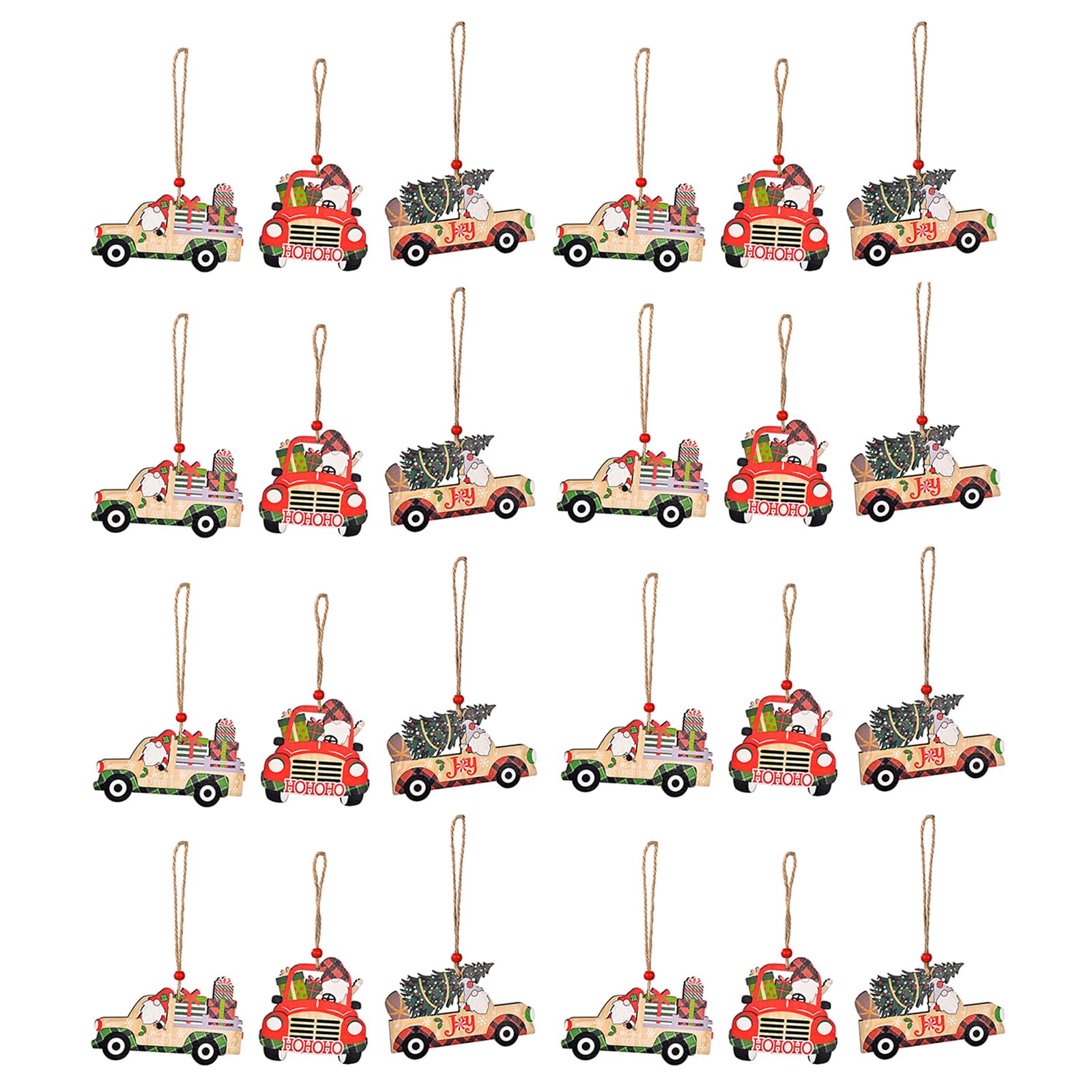 Suspension Noël en bois 24 pièces colorées durables pour miroir