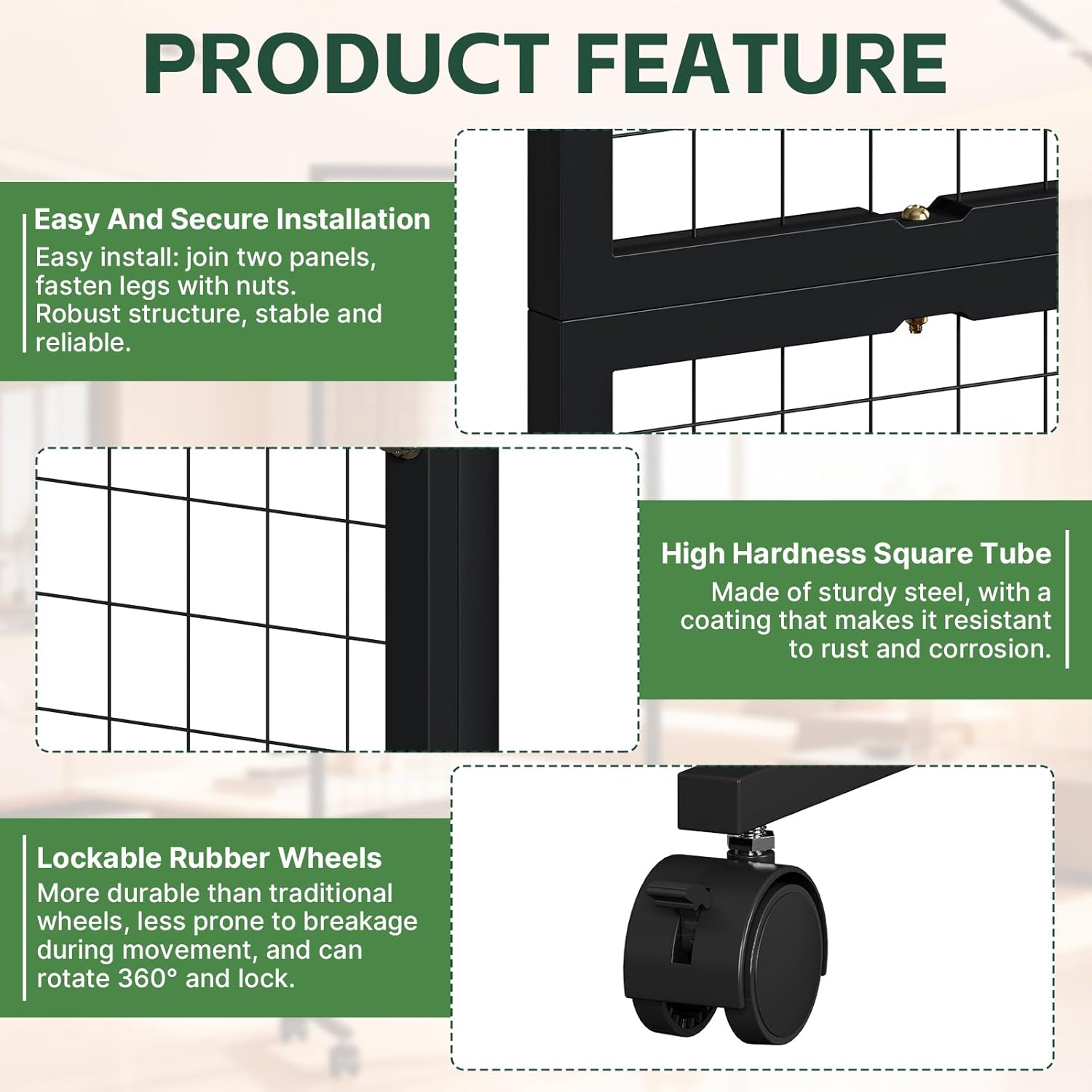 2 PCS 3'x6' Grid Wall Panel Display Stands, Metal Gridwall Display Stand with T-Base Wheels, Heavy-Duty Mobile Freestanding Racks for Retail Store, Craft Show, Boutique, Black