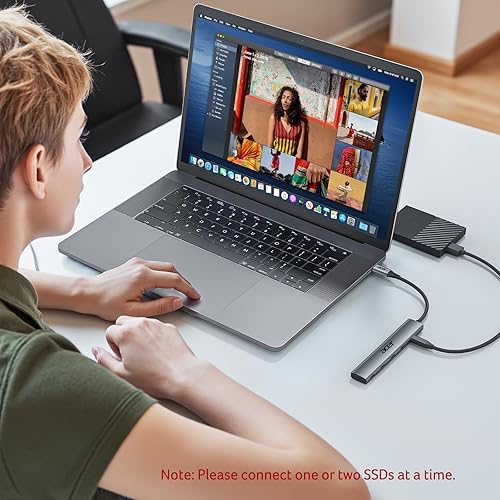Vista 7 de Acer Hub USB C de 10 Gbps, divisor USBC con 4*USB C 3.2 y puerto PD de 100W, adaptador multipuerto de transferencia rápida tipo C compatible