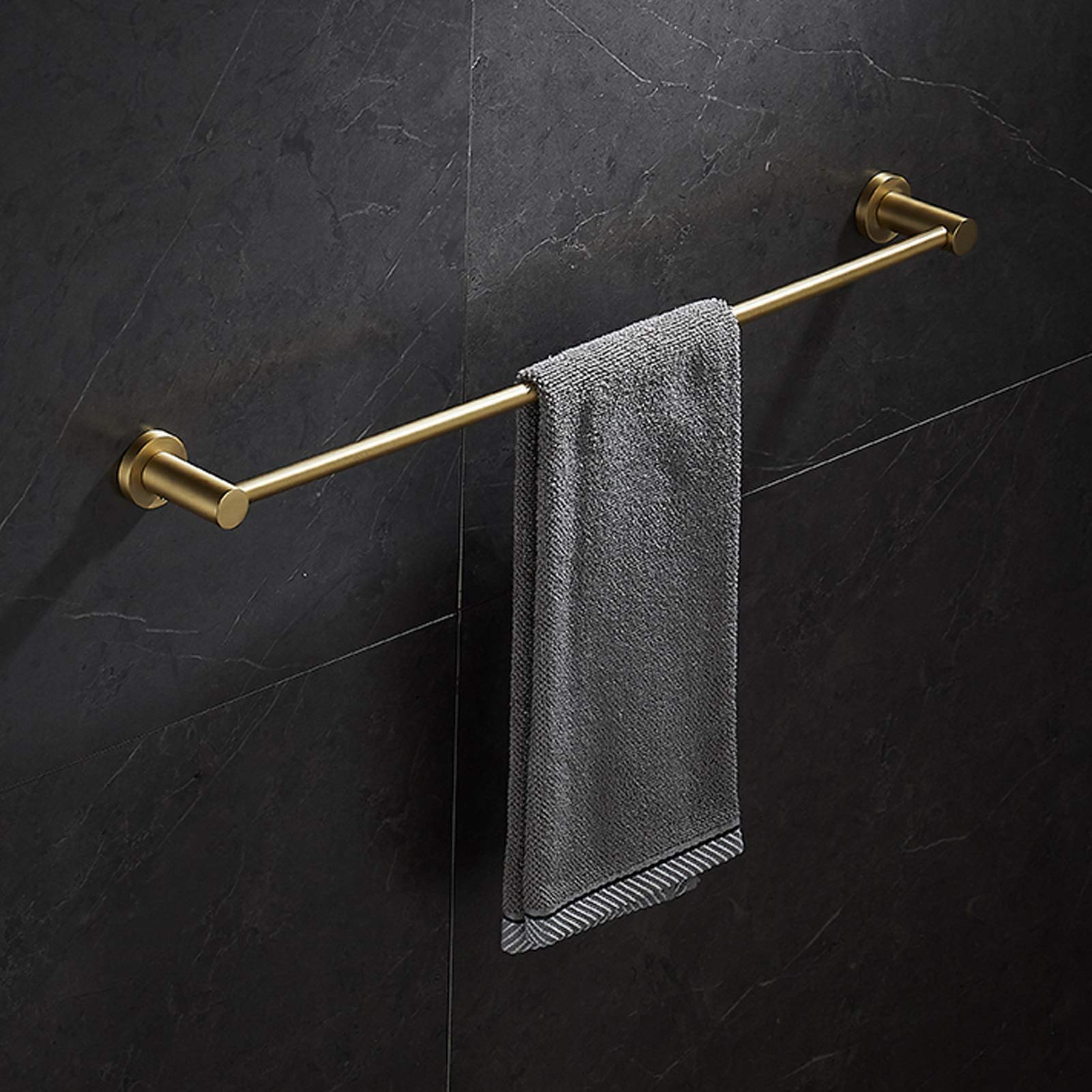 Toallero con acabado de latón cepillado para baño o cocina, autoadhesivo o montaje con tornillo, duradero y elegante