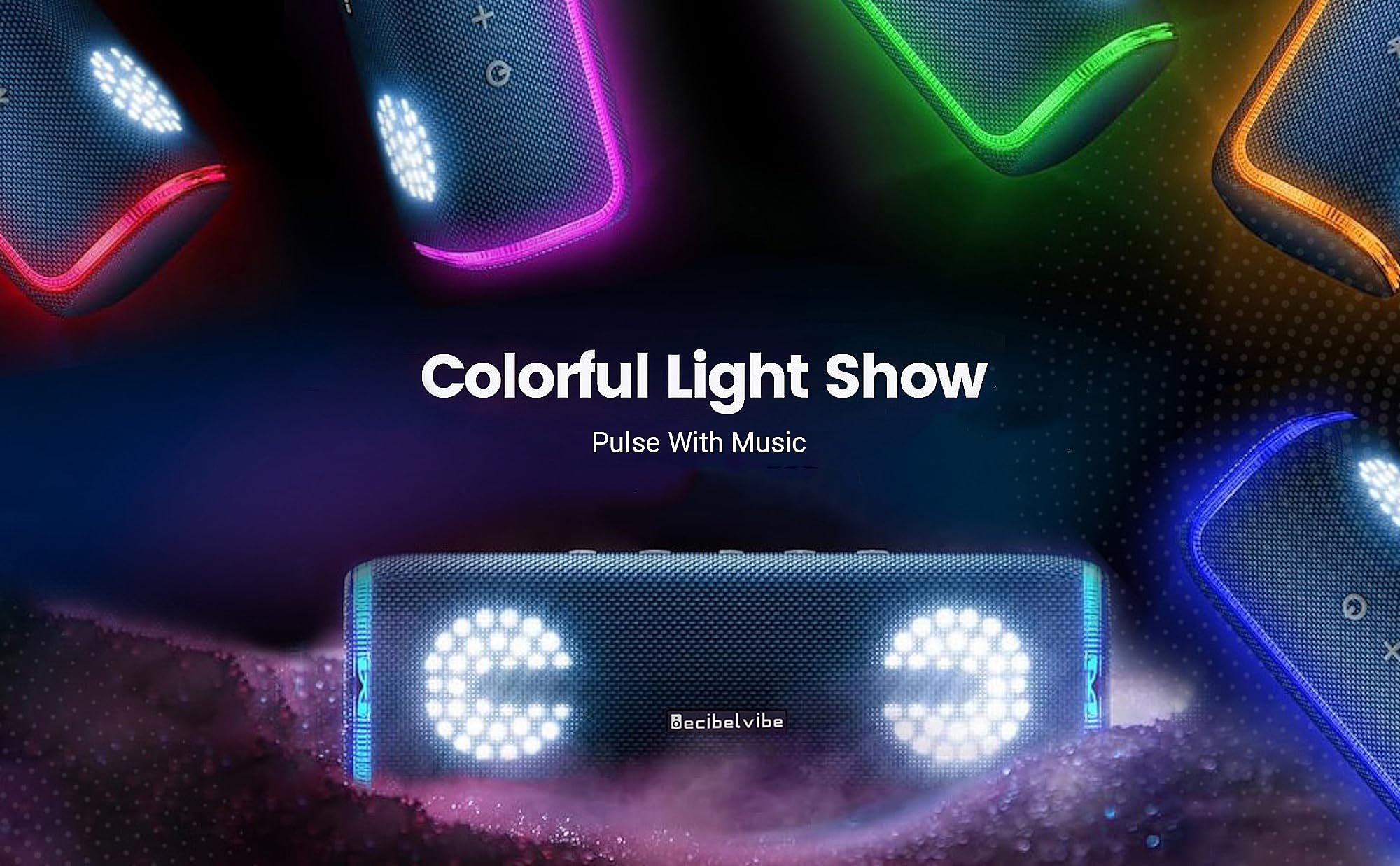 Decibelvibe Initial Tnz 7 - Altoparlante Bluetooth portatile, altoparlante impermeabile IPX7 con suono potente da 30 W, bassi profondi, Bluetooth 5.3, 25 ore di riproduzione, accoppiamento TWS, luci