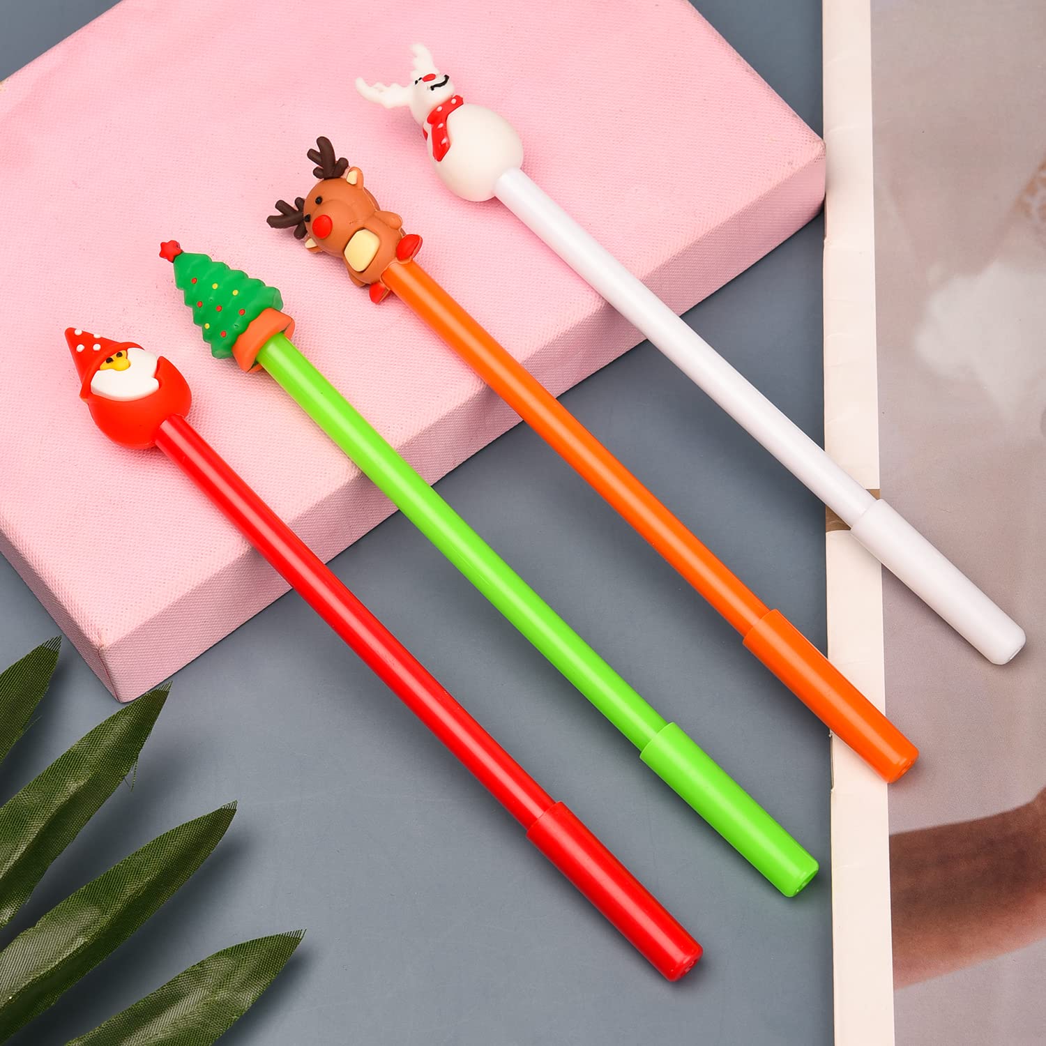 UNVOJL Christmas Gel Ink Pens Snowman Christmas Tree Elk Santa Claus Rollerball Marker Pen Christmas Cartoon Cute Pens (48) - Image 3