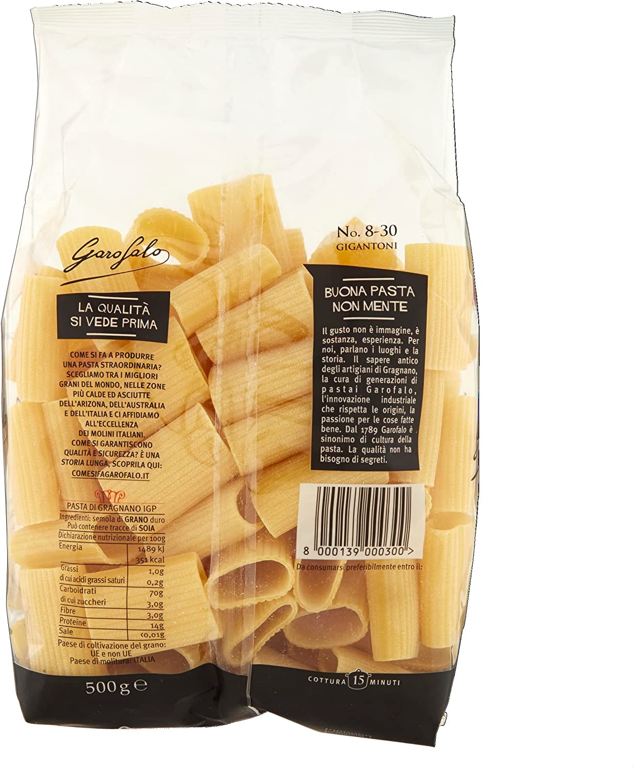 10x Gigantoni N. 8-30 Neapolitanische Hartweizengrieß Packung mit 500g Pasta IGP + Italian Gourmet polpa 400g