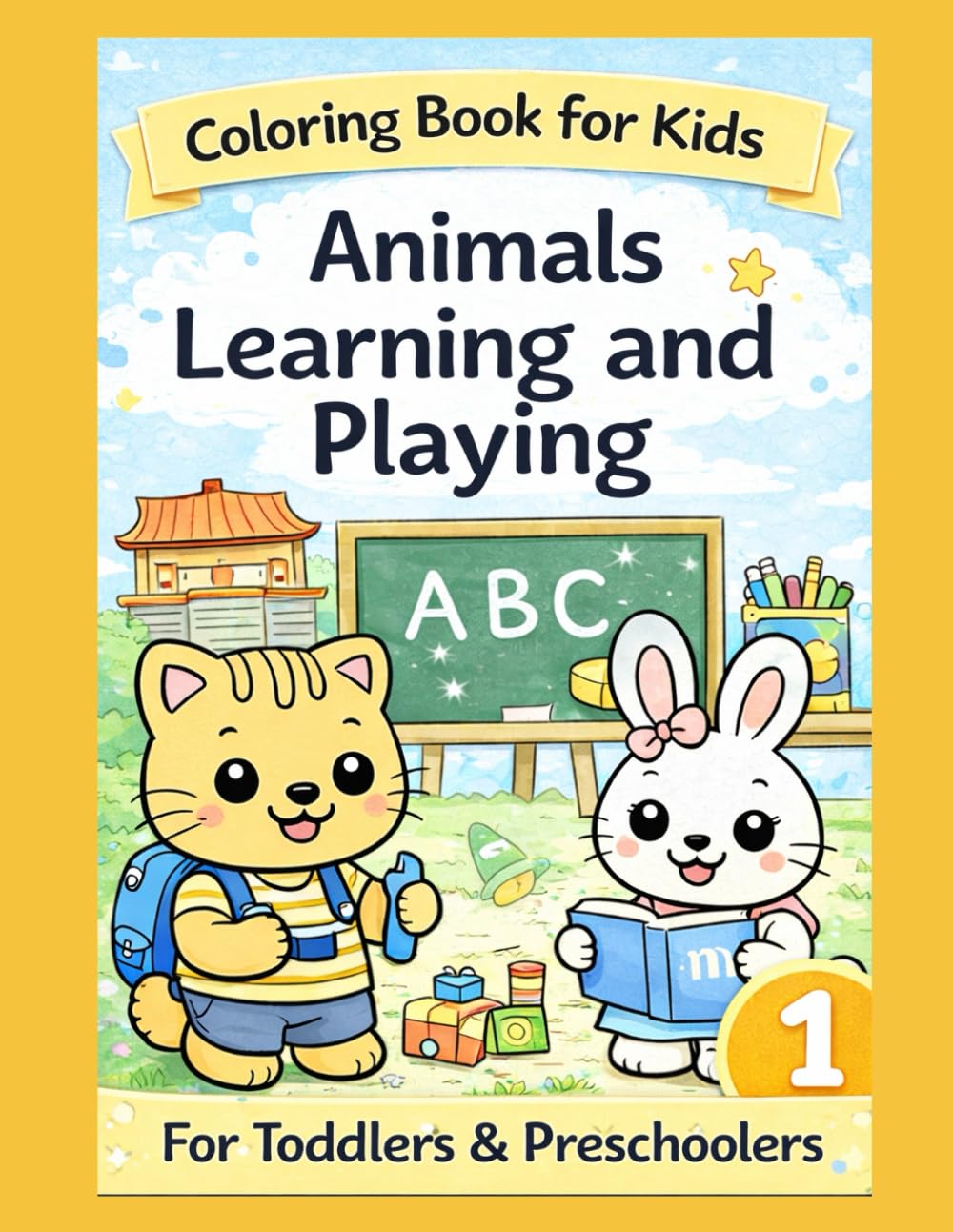 Tiere im Alltag & Lernen – Ausmalbuch für Kinder (Coloring Books)