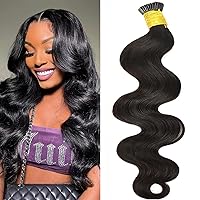 Vista 4 de Extensiones de cabello humano real con punta en I, 16 pulgadas, fusión fría, 100 soportes, queratina preunida en I Tip Remy, extensiones de cabello