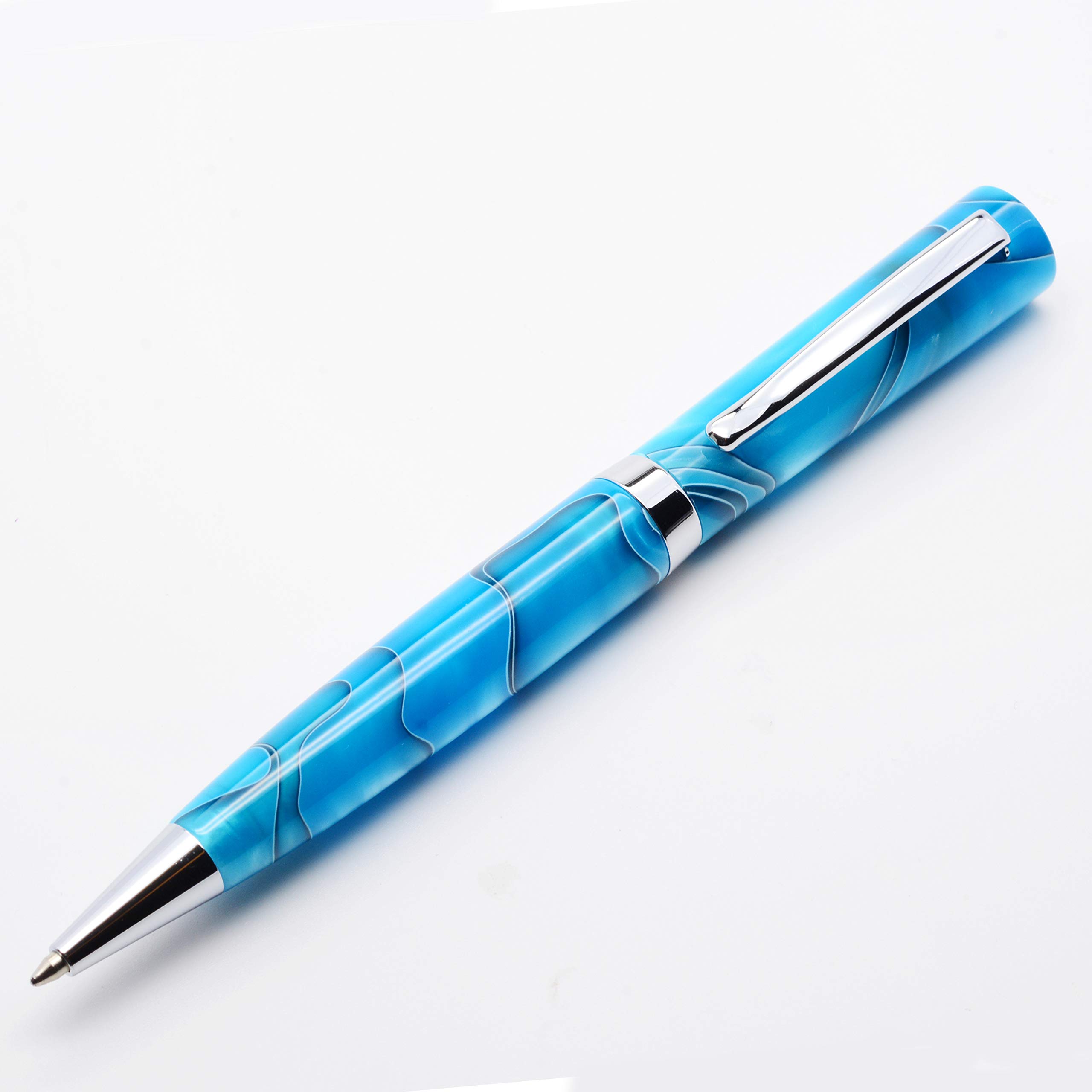 LACHIEVA LUX - Penna a sfera con finitura in celluloide, colore: Blu chiaro