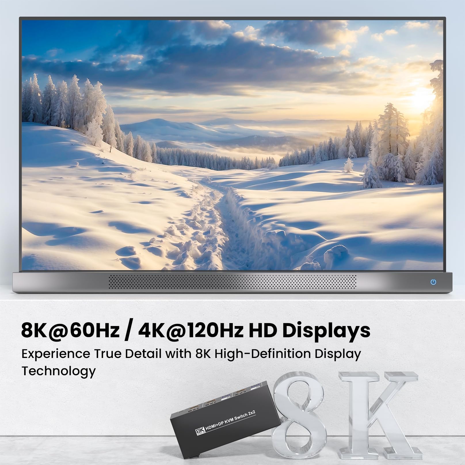 8K @60Hz 4K @ 120Hz HDMI Displayport KVM Switch 2 monitores 2