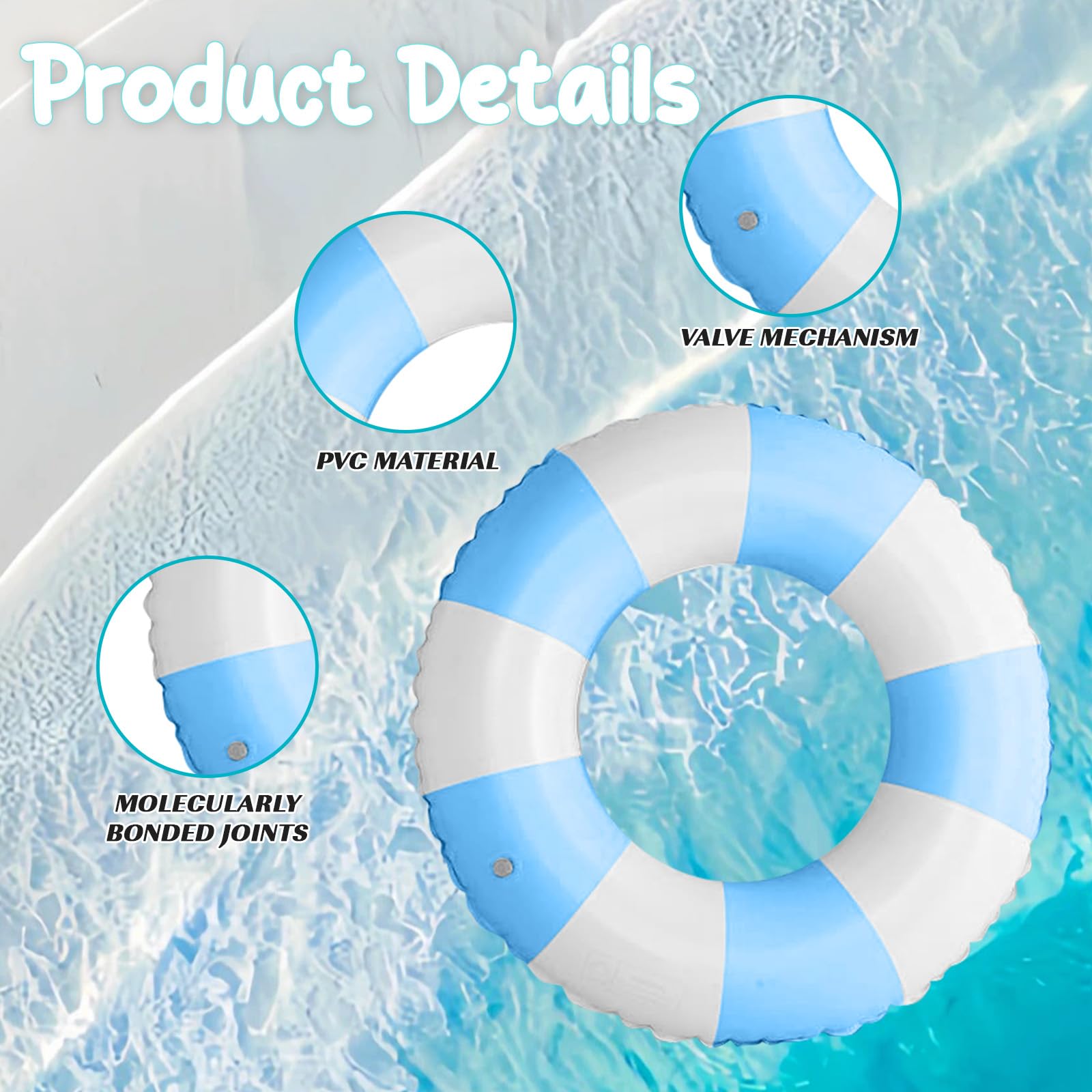 Swimming Ring, Inflatable Rubber Rings for Adults Inflatable Pool Ring Floaties Swim Rings - Image 6