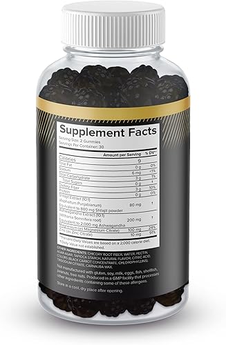 Miniatura 4 de Gomitas Shilajit del Himalaya de 800 mg  Magnesio, Ashwagandha, zinc, ácido fúlvico y más de 85 minerales traza, probados en laboratorio, puro, sin