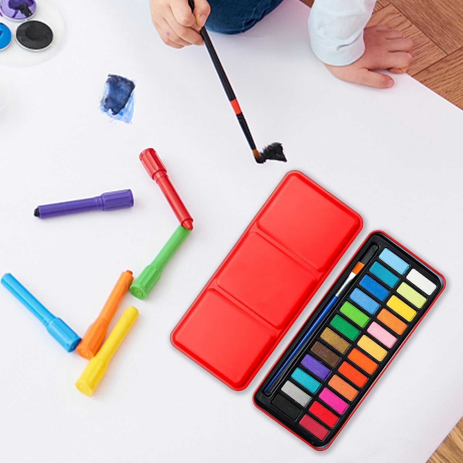 FABLOFT Watercolor Paint Set Washable Water Colors for Water Color Painting All Ages 24 Colors