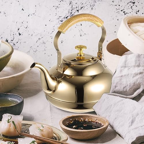 Miniatura 7 de Hervidor de té de acero inoxidable con infusor para estufa, tetera segura para acampar, hervidor de agua, utensilios de cocina para estufas