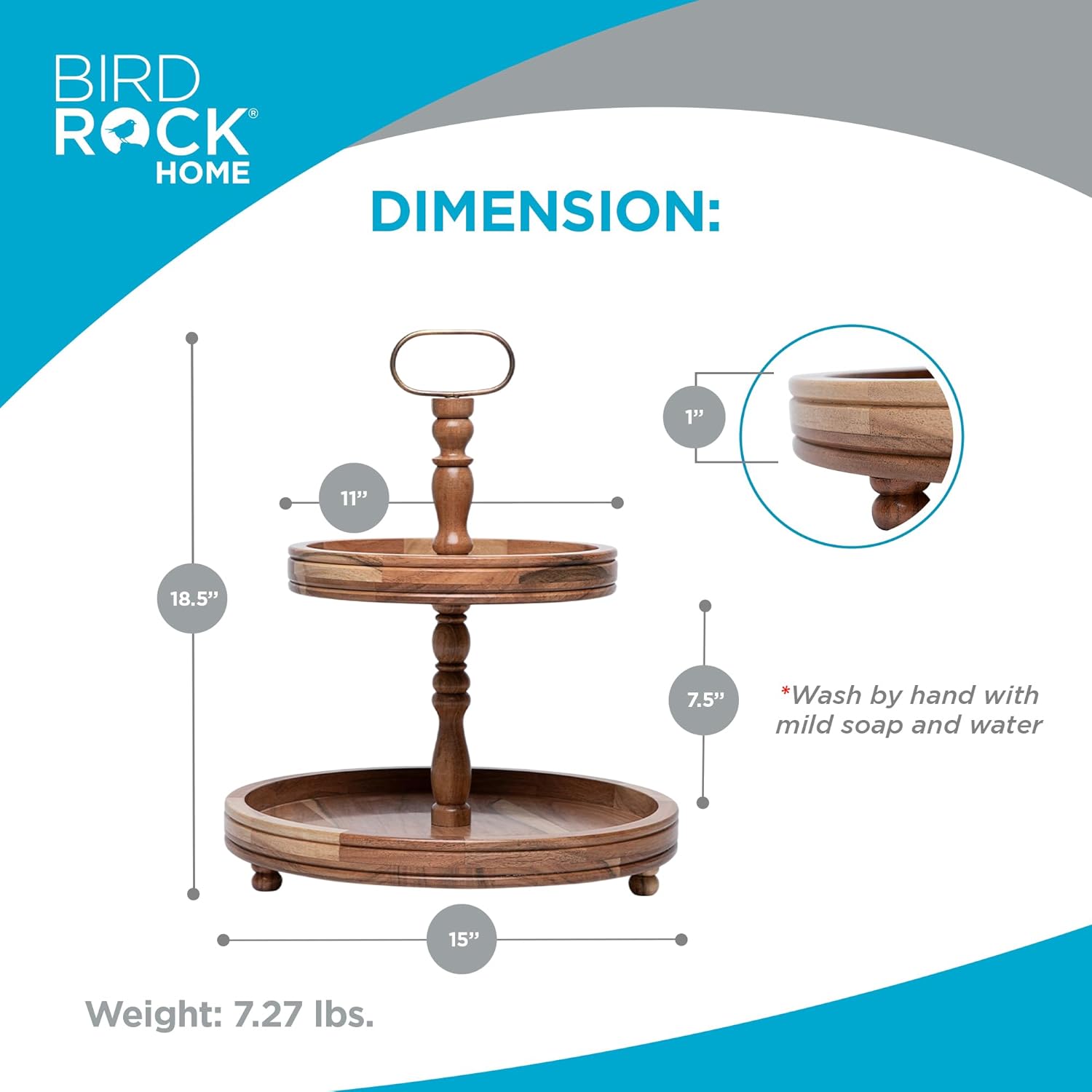 BIRDROCK HOME 2-Tier Farmhouse Serving Tray with Handle - Decor Display - Wood Iron Serving Cupcake Stand - Rustic Dessert Stand - Modern Party Tiered Server - Table Kitchen Home Display