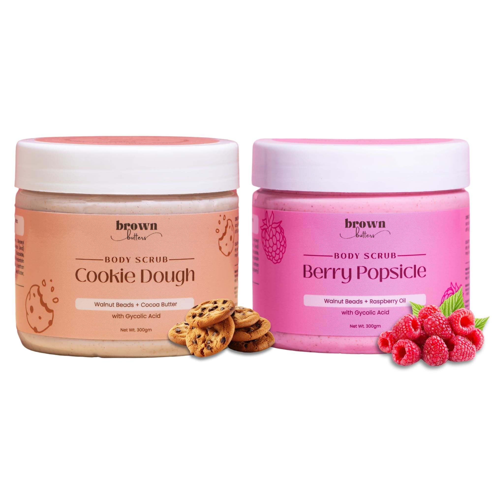 Brown Butters Scrub Duo for Radiance | 600 gm | Combo of Berry Popsicle & Cookie Dough Exfoliating Body Scrubs | Exfoliation, Tan Removal & Brightening | Smooth & Soft Skin | Unisex | Sulphate-Free-image-9