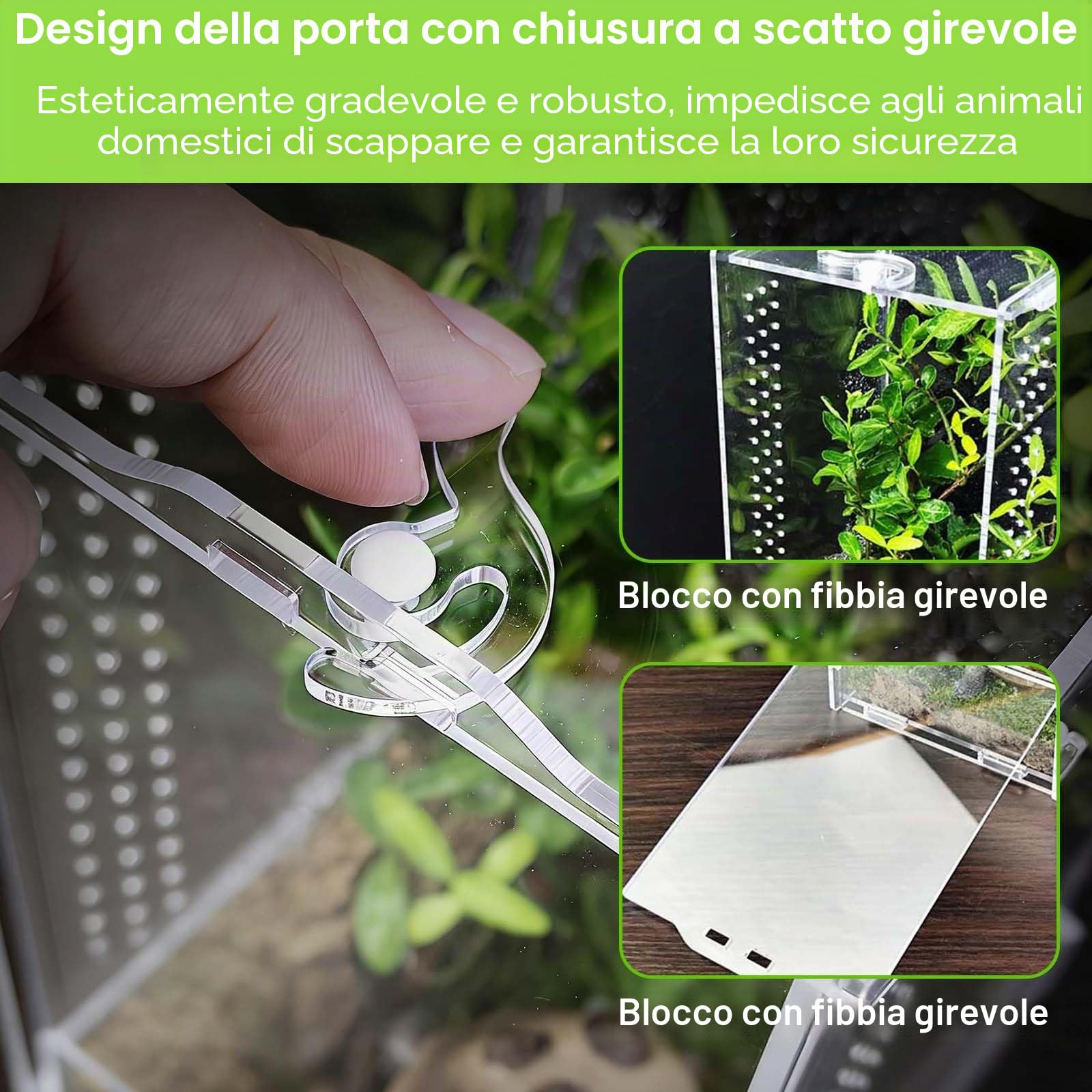 Terrario per rettili, 11x12x20 cm, Serbatoio per rettili, Recinzione in acrilico, Vivarium acrilico trasparente,adatto per contenitori per rettili e anfibi