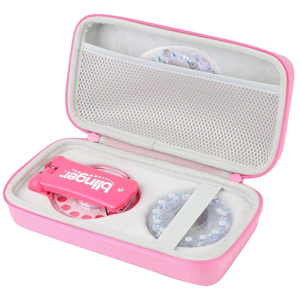 co2CREA Hard Case Replacement for Blinger Ultimate Set Glam Collection Refill Gems Bedazzler Kit with Rhinestones Hair Gems Nail Jewels, Pink Case