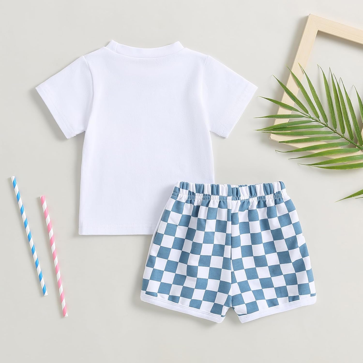 Baby Boy 4th of July Summer Outfit American Flag Short Sleeve T Shirt + Checkered Shorts Toddler 2PCS Clothes Set - Image 7