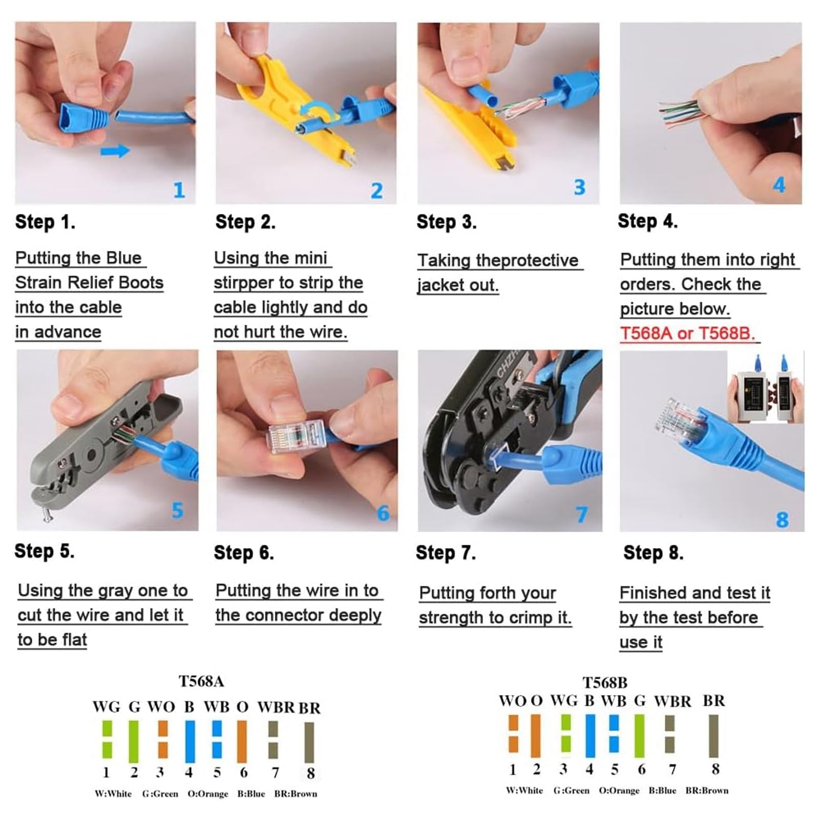 Crimpatrice professionale Pass Through Ethernet RJ45 CAT6 Kit di strumenti per crimpare fori passanti con taglierina spelafili per cablaggio di cavi di rete Design compatto