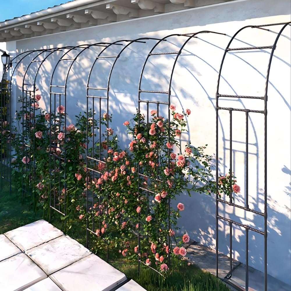 Halber Gartenbogen Rosenbogen Aus Metall Stabil Rankbogen Metall-Gartenspalier Für Pflanzen Zur Unterstützung Von Rosen, Die Torbogen-Gartendekoration(Green,W 90 x H 240 cm)