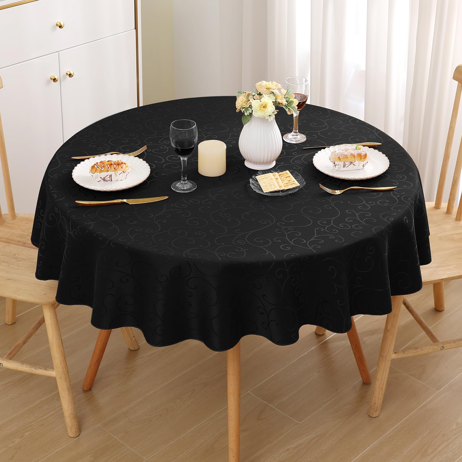 Homaxy Table Cloth Round 150 cm, Washable Polyester Jacquard Tablecloth
