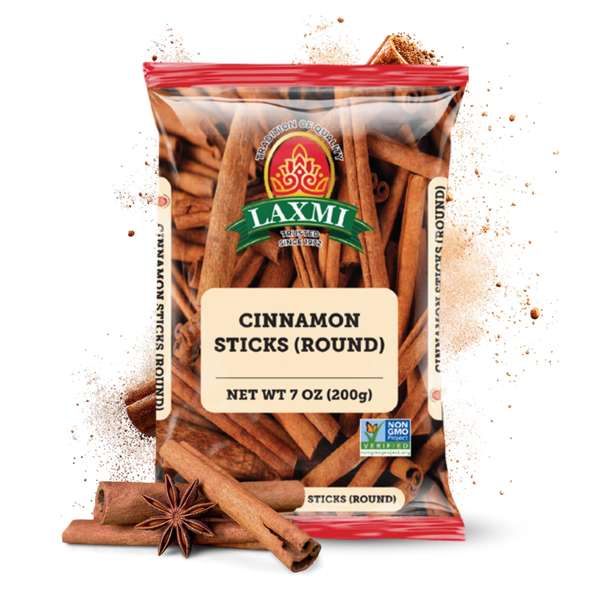 Laxmi Cinnamon Sticks 200gm, 7oz - Aromatic Sweet, Spicy, and Earthy Cinnamon Sticks - Non GMO Certified