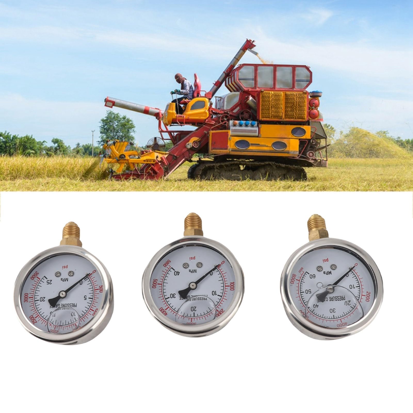 Kit di Prova della Pressione idraulica, Kit di Prova della Pressione idraulica 25 40 60 MPa Manometro per Escavatore con 8 Giunti per manometro elettromeccanico