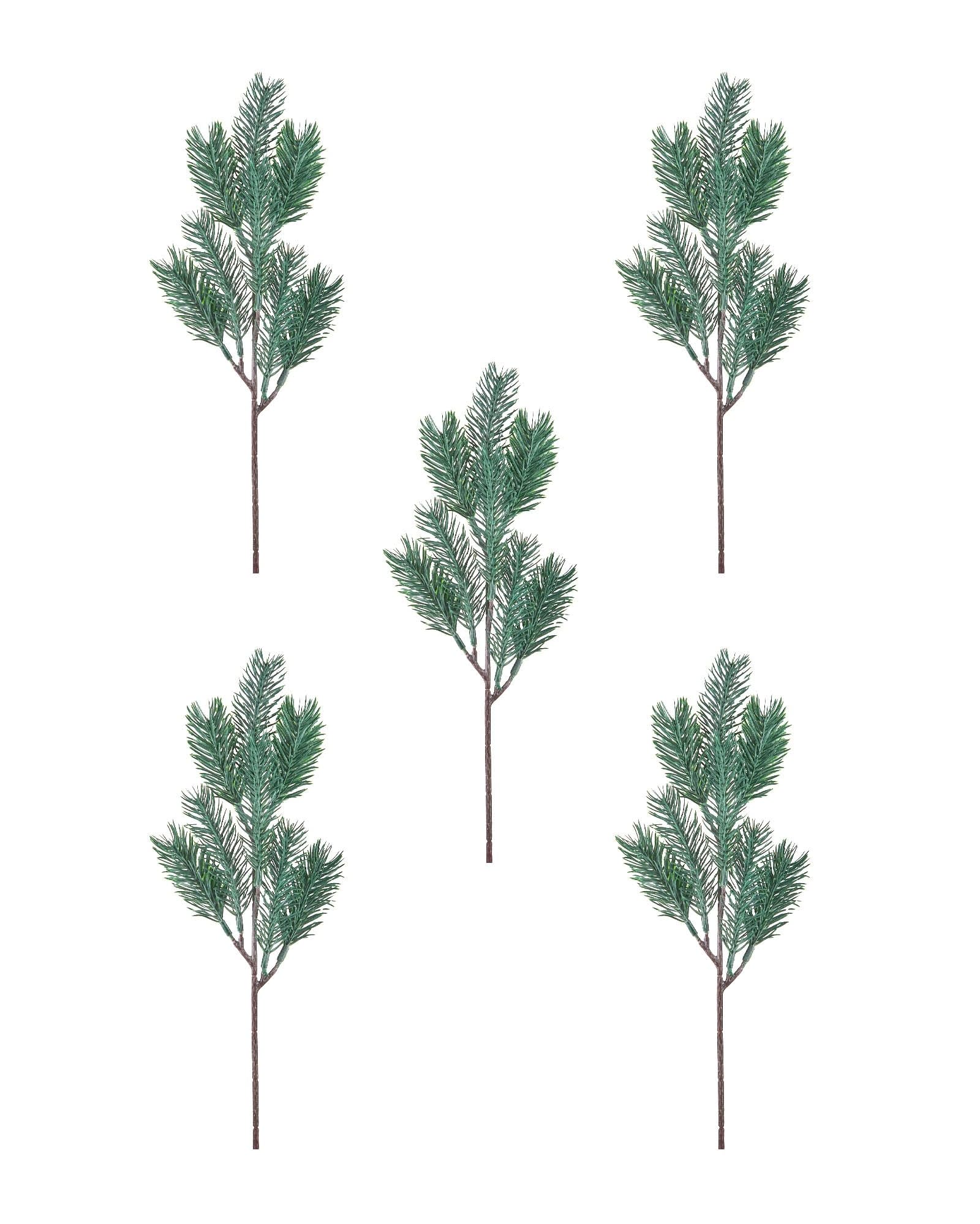Set of 5 Frosted Spruce Picks, Green PE Tips, 32 cm – Flexible Branches for Christmas Trees & Wreaths