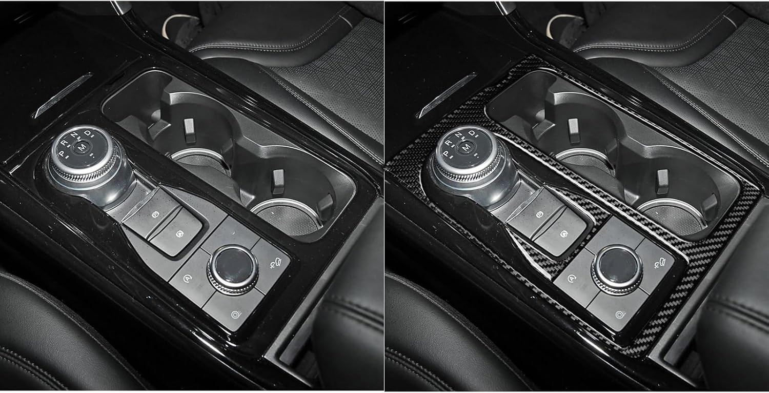 Premium Real Carbon Fiber Compatible with Ford Explorer 2020-2024 2021 2022 2023 Accessories Car Gear Shift Control Anti-Scratch Trim Frame Cover Interior Trim Sticker Decal Black 2PCS