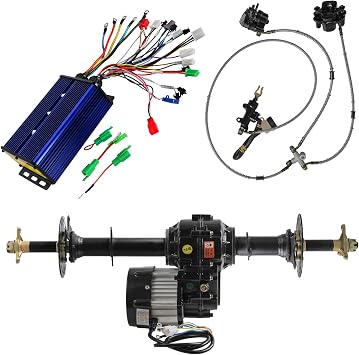 30 Inch Rear Axle Kit & 72V 1500W Electric Differential Gearbox & 350W-3000W Controller & Brake Assembly for Go Cart ATV Drift Trike UTV Quad Bike Dune Buggy 4 Wheelers Tricycle Snowmobile